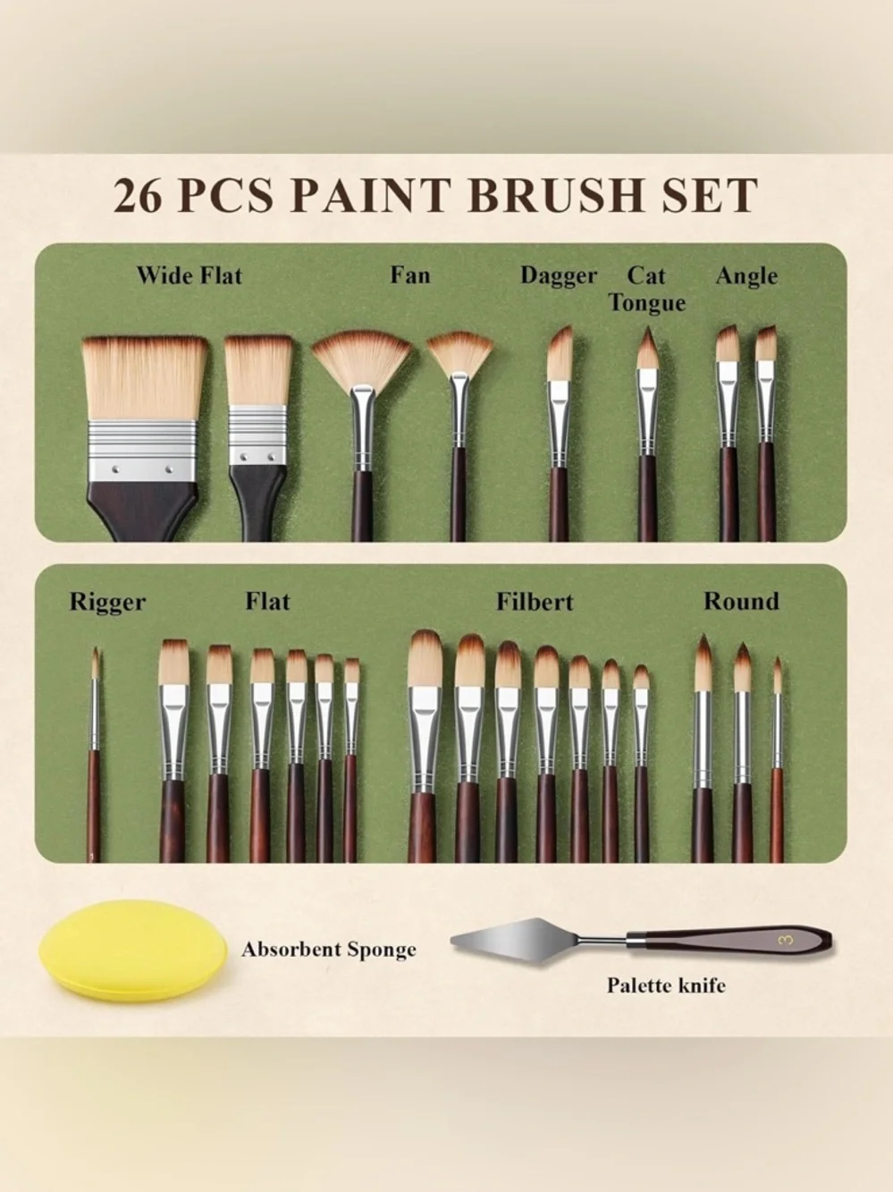 26 PCS Paint Brush Set 🖌️ 🎨🎨